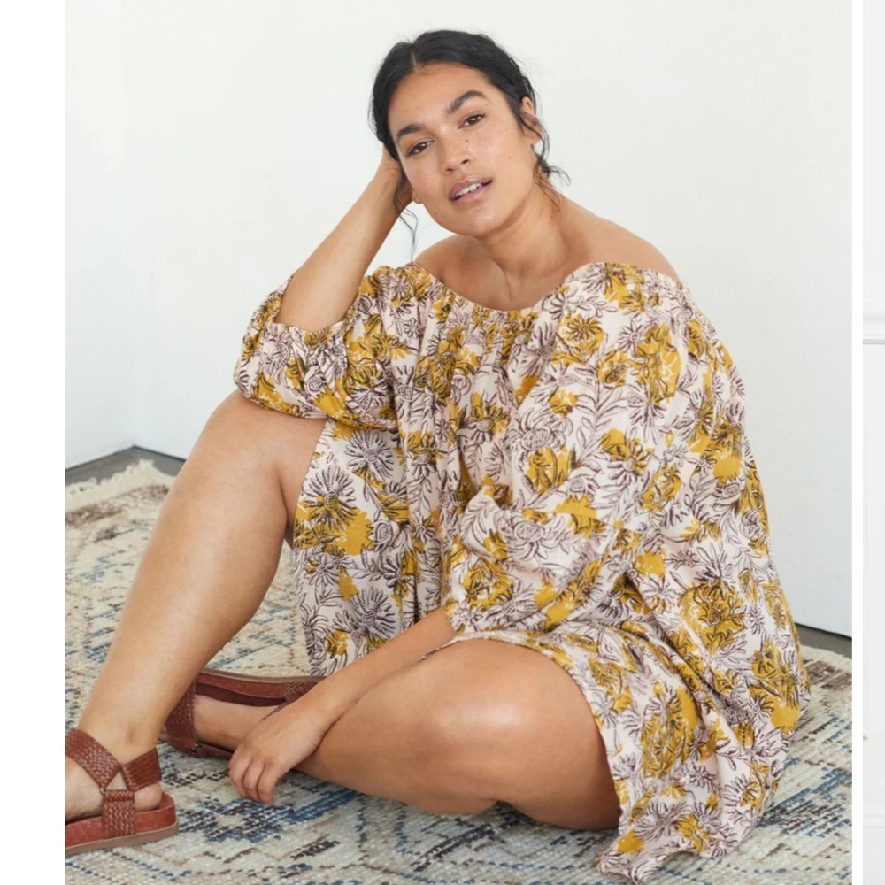 Daily Practice Anthropologie Mollie Tunic Dress Floral Off Shoulder Cover Up S - Picture 2 of 11